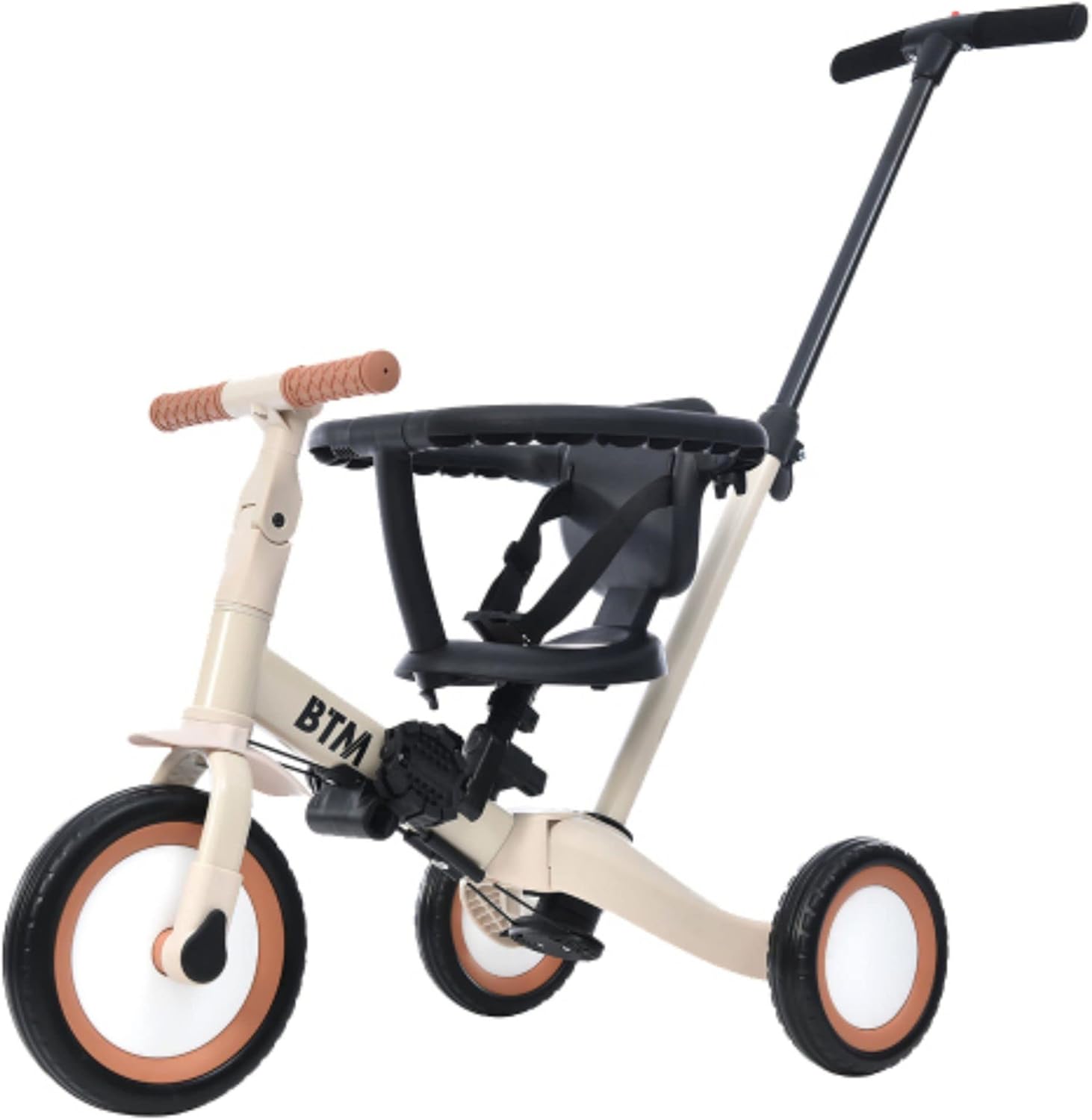 ベビーカー バイク 三輪車のりもの ランニング 超軽量 押し棒付き ハンドル調整可能 自転車 おもちゃ 乗用玩具 組み立て簡単 誕生日プレゼント ベージュ