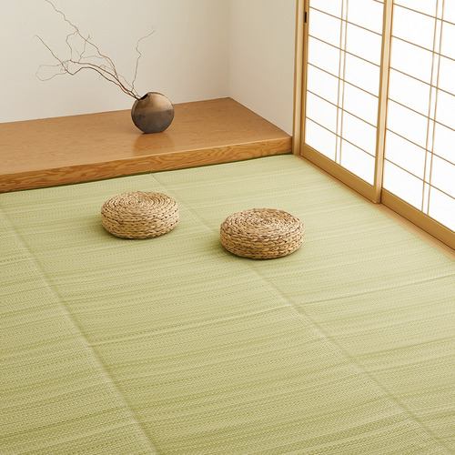 【メーカー直送品】萩原 洗えるい草風カーペット ライアン 江戸間8帖GR グリーン