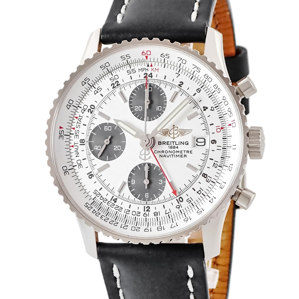 ナビタイマー GMT J24324 自動巻き メンズ K18WG無垢 クロノグラフ デイト 回転ベゼル 日本限定 3年保証