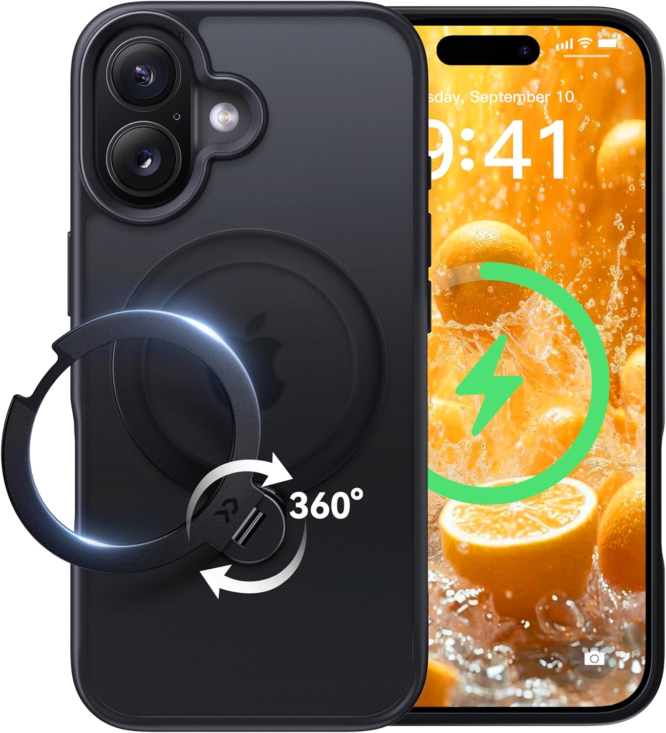 2026最高傑作&定点360度回転CASEKOO iPhone 17 用 ケース MagSafe対応 米軍MIL規格 360全方向耐衝撃 横縦両立・角度自由調整 最大25W急速充電対応 指紋防止マット
