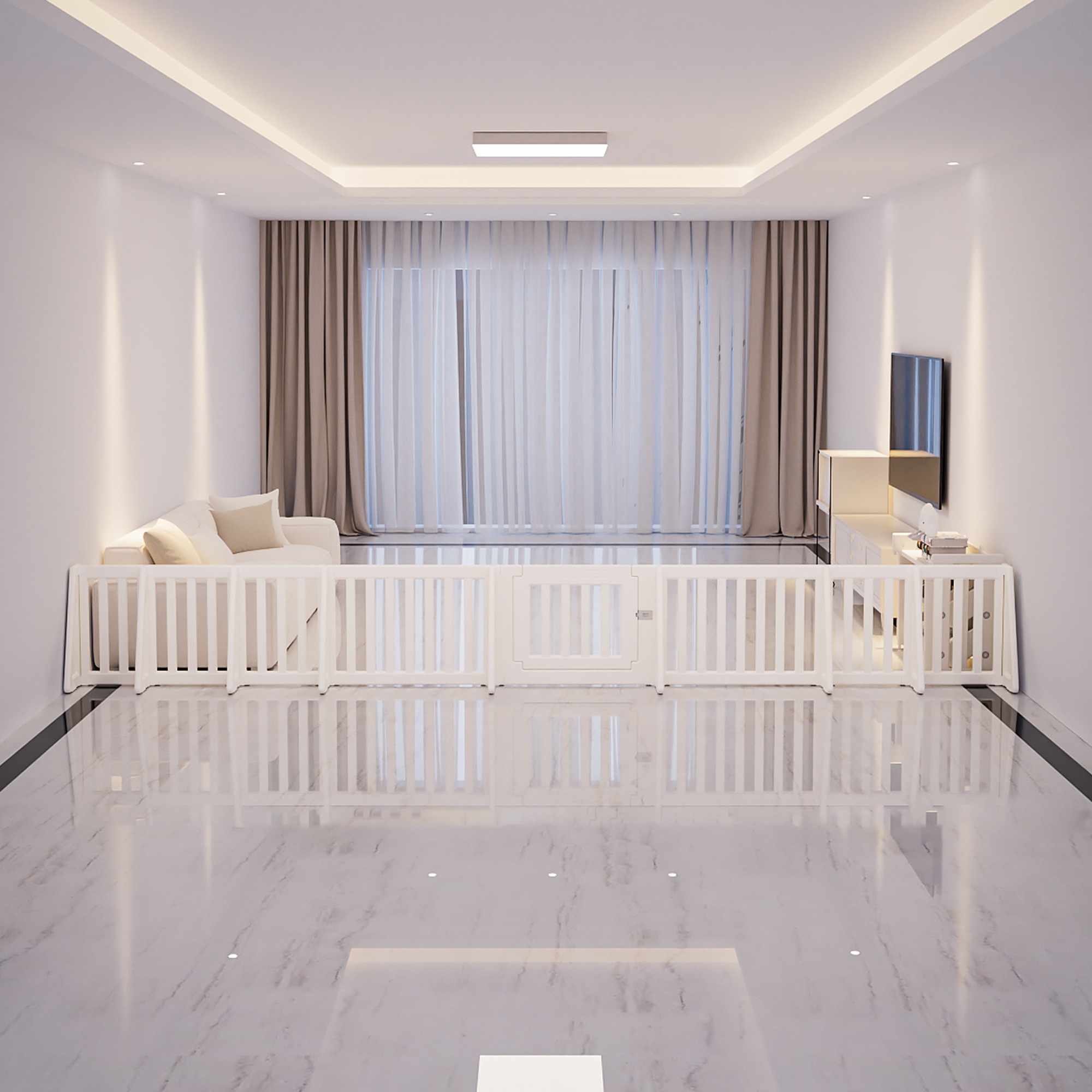 【国内倉庫在庫急速出荷】【直線長さ488cm】ベビーゲート パーテーション ドア付き ベビーガード 自立式 キッズパーテーション 変形可能 L字 コ字 一直線 簡単設置 セーフティガード リビング