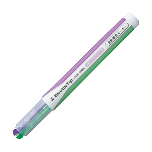 (まとめ) コクヨ 2色蛍光マーカー ビートルティップ ソフトカラー ソフトパープル×ソフトグリーン PM-L313-2-1P 1本 (×100セット)