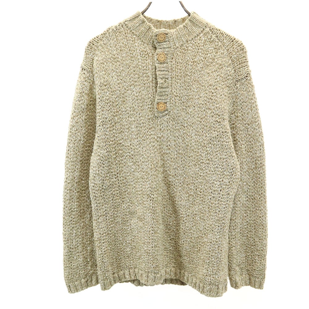 サンタフェ 日本製 長袖 ヘンリーネック セーター 48 ベージュ santa fe ニット メンズ