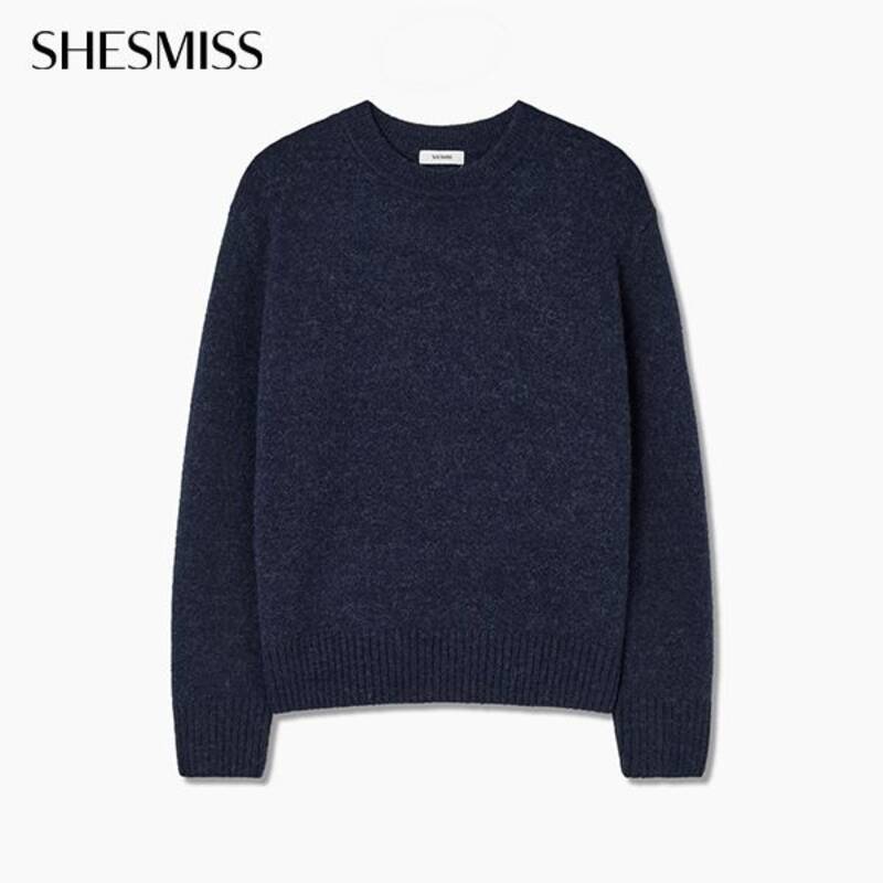 ウールブレンド ラウンドネック ベーシック プルオーバー_SSKPOP41140_DN