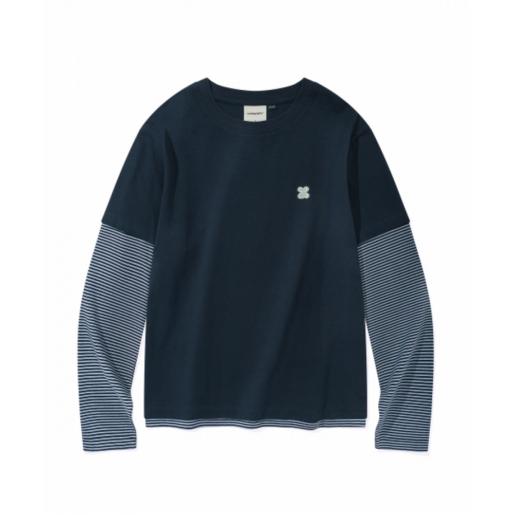 CODEGERY (女性) レイヤードロングスリーブ Tシャツ_ネイビー