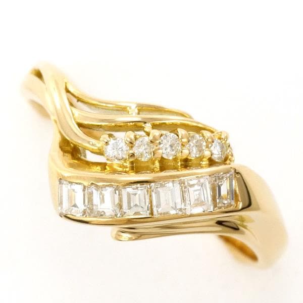 K18 18金 YG イエローゴールド リング 指輪 12号 ダイヤ 0.32 ジュエリー 中古