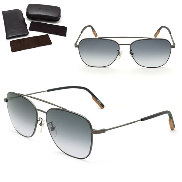 ゼニア サングラス ZEGNA EZ0145-D/S 08B 61 Ermenegildo Zegna サングラス ノーズパッド UVカット ガンメタル グレーグラデーション
