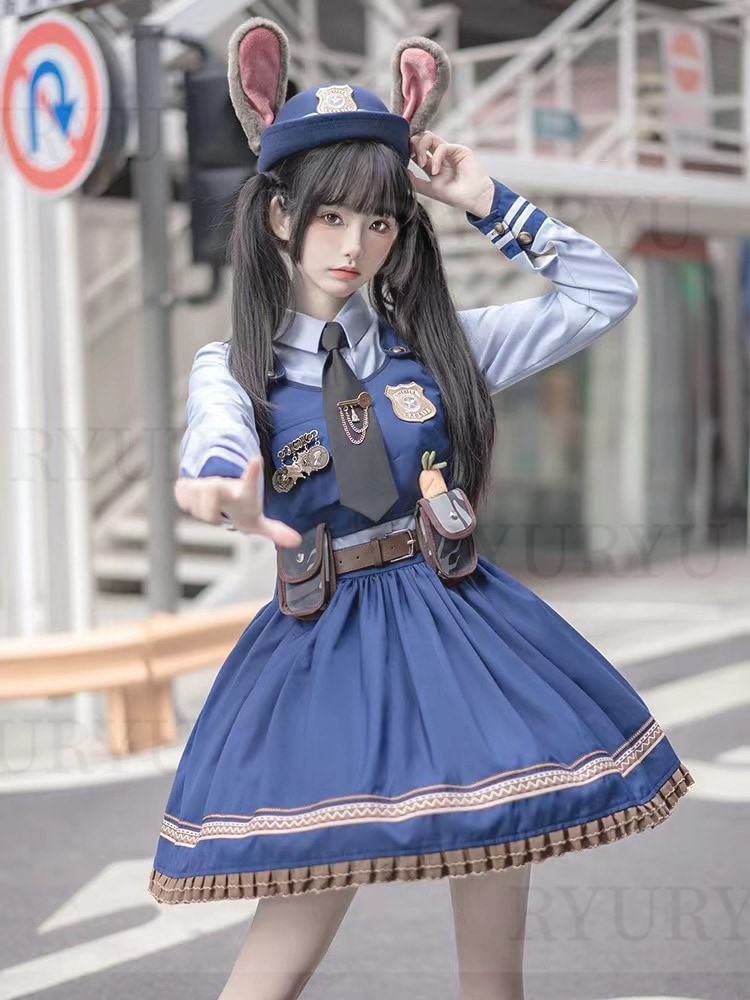 ins人気　コスプレハロウィン　可愛いウサギ警察官　ロリータ　仮装　変装　　二次元　ステージ衣装 6,652円