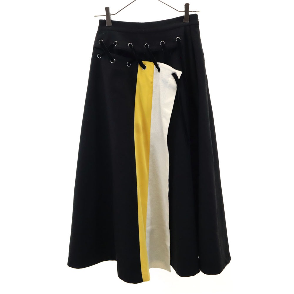 ウールブレンド ロング丈 フレアスカート S ブラック系 レディース