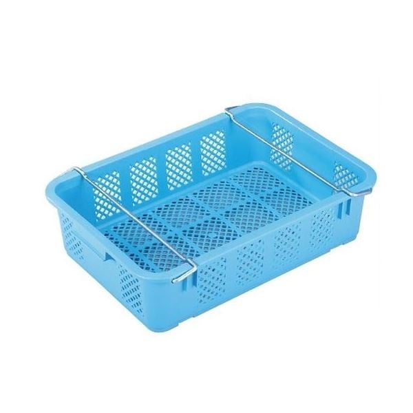 プラスケット/網目ボックス [No.350 金具付き] ブルー スタッキング金具使用時：段積み可