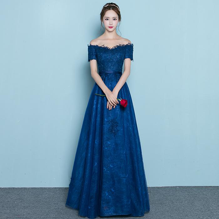 【即日発送】【赤字覚悟】カラーロングドレス 青 パーティードレス 演奏会 半袖 イブニングドレス 結婚式 カラードレス aラインドレス 花嫁 カクテルドレス 二次会 フォーマルドレス 発表会 披露宴