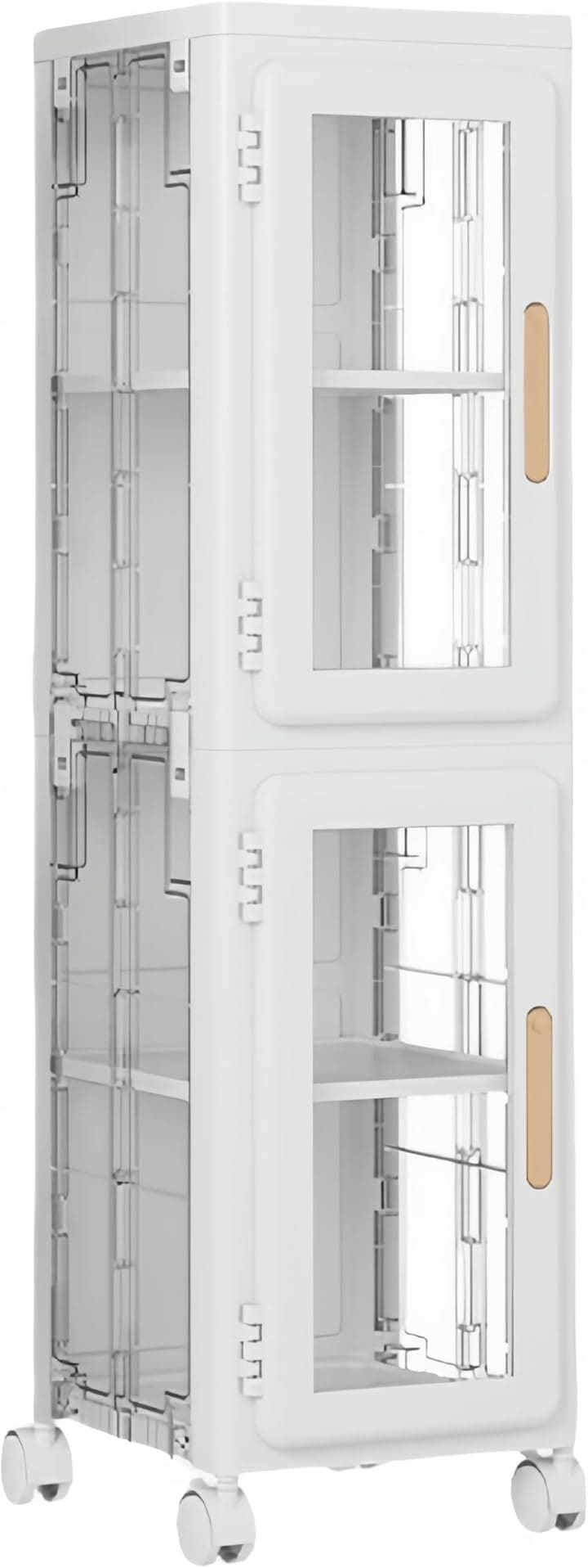 隙間収納 収納ワゴン キャスター付き収納 キッチン収納ワゴン 狭いスペース収納 スリム収納カート ワゴンキャビネット 省スペース収納 棚付き収納カート(ホワイト, 2段)