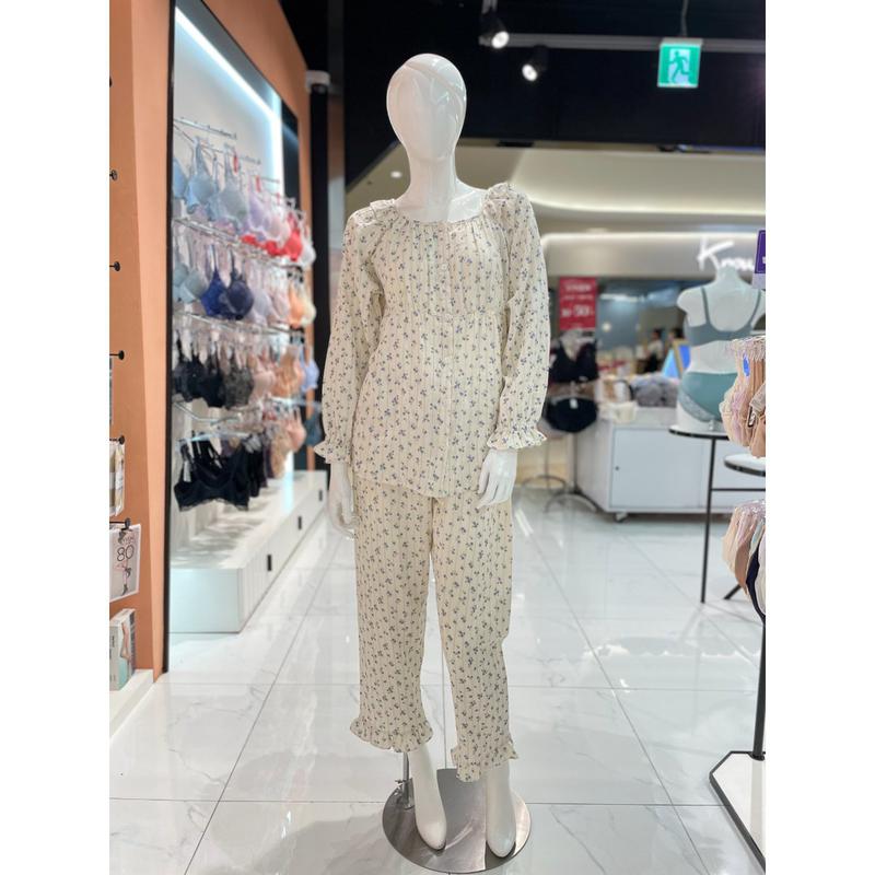 [スターフィールド高陽] 綿100 二重ガーゼ フラワープリント 女性パジャマセット (WP6056)