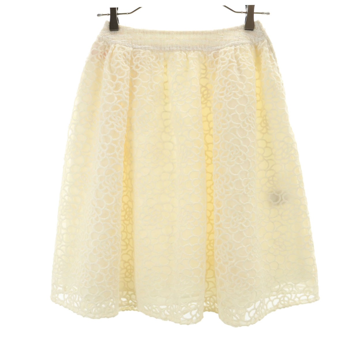 Rene ルネ 日本製 ウールブレンド ミディ丈 フレアスカート 34 ホワイト系 レディース 古着 5,279円