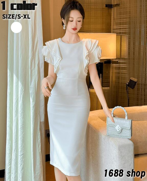 [新発売]2025　タイトワンピース ロング タイトワンピース 姫系ワンピース　フレアワンピース　シフォン　ワンピース インポート ミニ丈 エレガント シンプル パーティドレス 半袖 お嬢様 セクシー