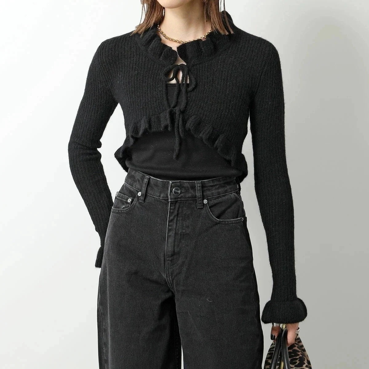 GANNI ガニー カーディガン Soft Wool Bolero ソフト ウール ボレロ K2023 2559 レディース アルパカブレンド 長袖 フリル リ