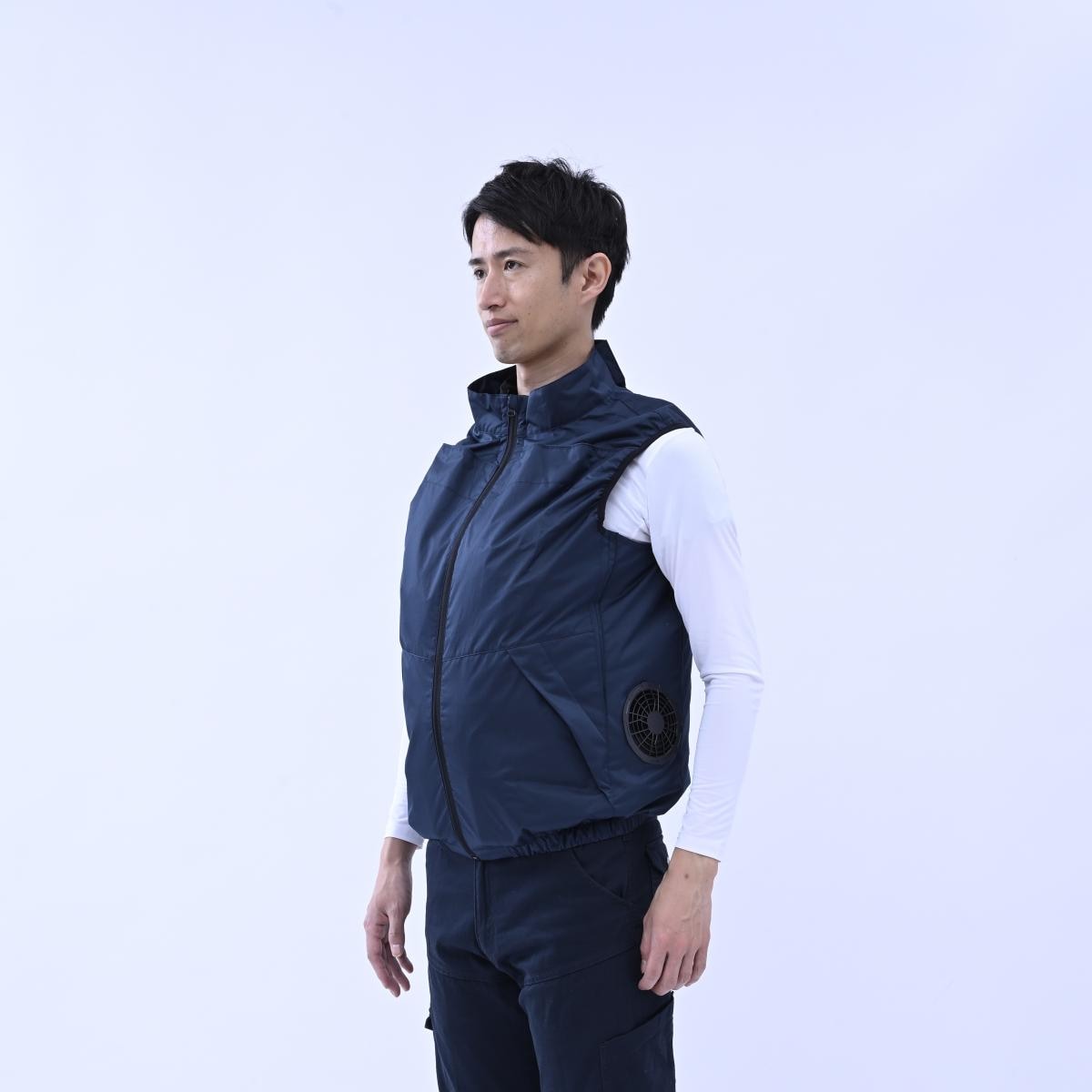 【在庫有・即納】山善 YAMAZEN KAZEfit ペルチェ搭載ファン付きウェア Mサイズ ネイビー KF-PW5SV-M ペルチェ2個タイプ ベスト 空調ウェア 熱中症対策