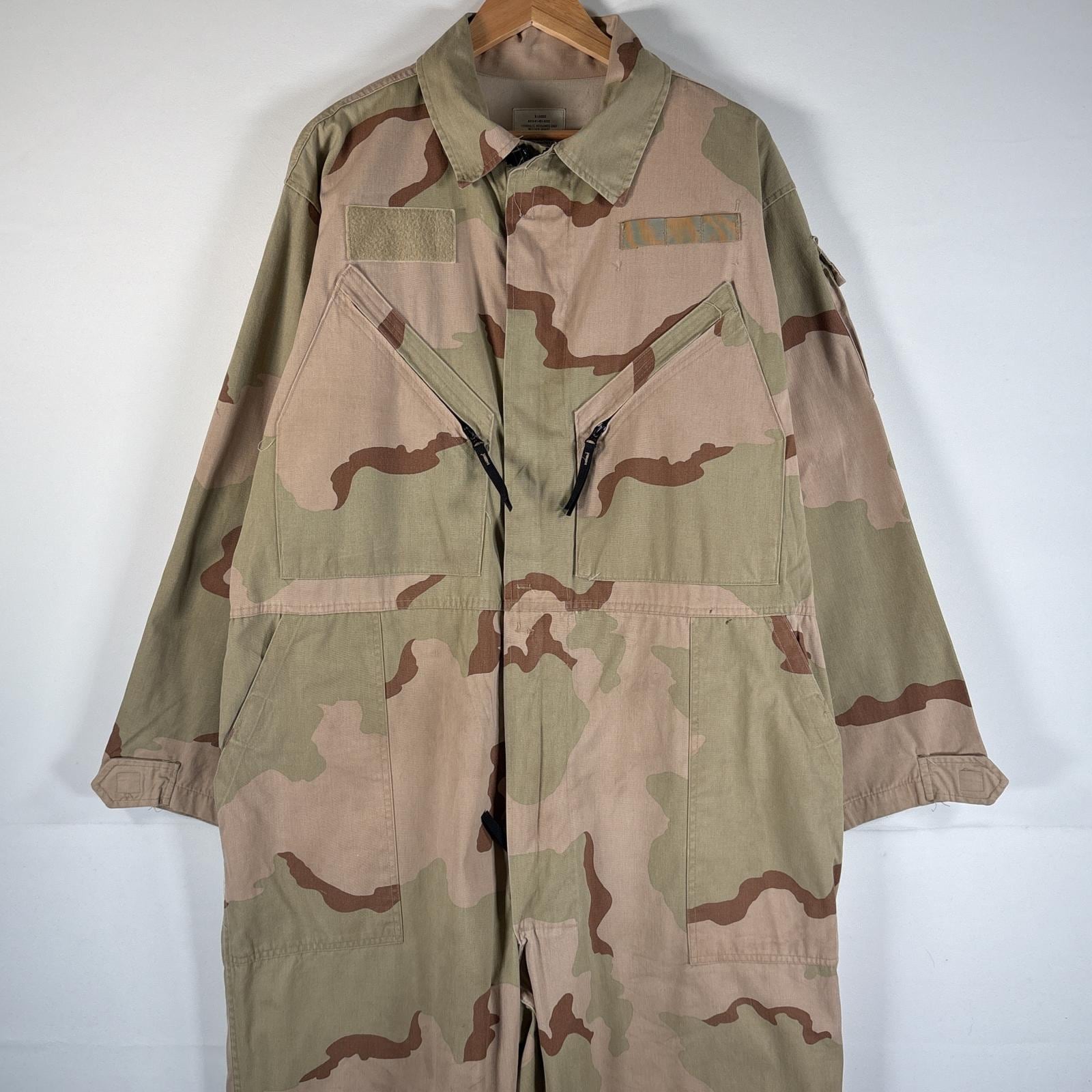 古着 00’s/00年代 ミリタリー 長袖つなぎ オールインワン ワーク 作業着 米軍実物 大きいサイズ デザートカモ X Large ベージュ系 カモフラージュ（迷彩） メンズ