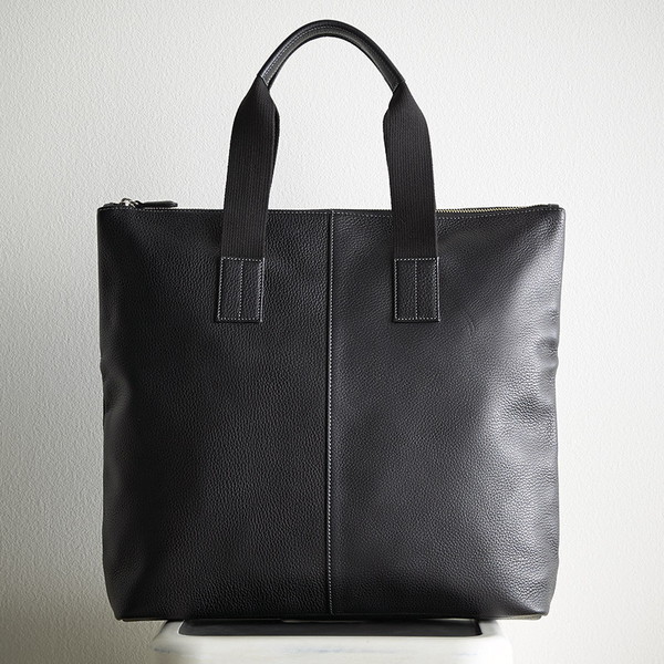 10203607 B1103-301B 良品工房 日本製牛革手作りメンズトートバッグ(ブラック)