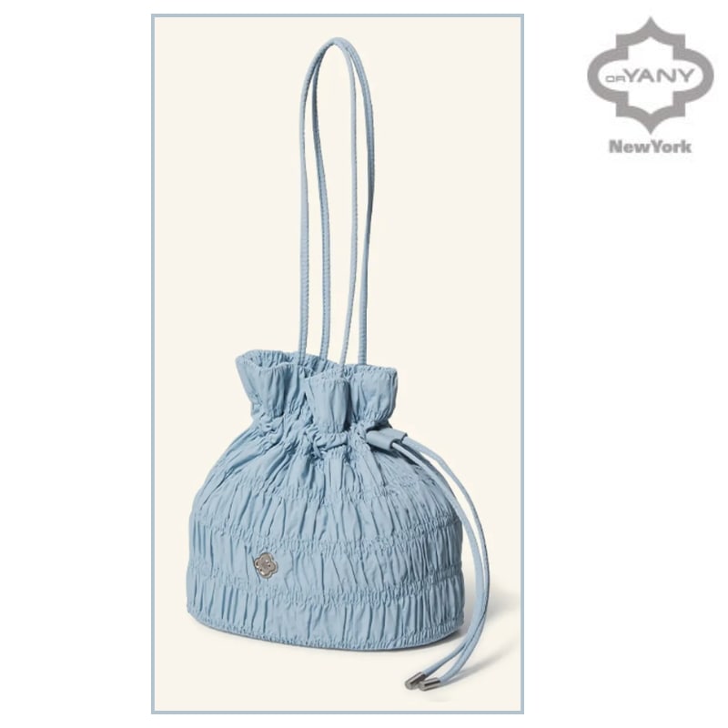 [DUSTY BLUE] シャーリング バケット OBSBBC25/韓国正規品保証 関税負担なし/可愛いモロッカン ボタン飾り/カジュアル バケットバッグ/彼女プレゼント用