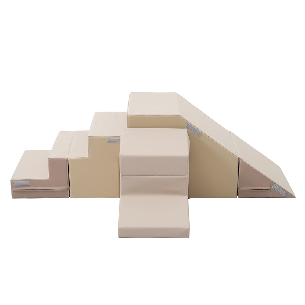 【ベージュｘブラウン】おもちゃ ソフトブロック アスレチック ブロック クッション 布製 玩具 大型 室内 遊具 滑り台 キッズスペース 子供 こども キッズ 幼児 保育園 保育用品 クリスマスプレゼ