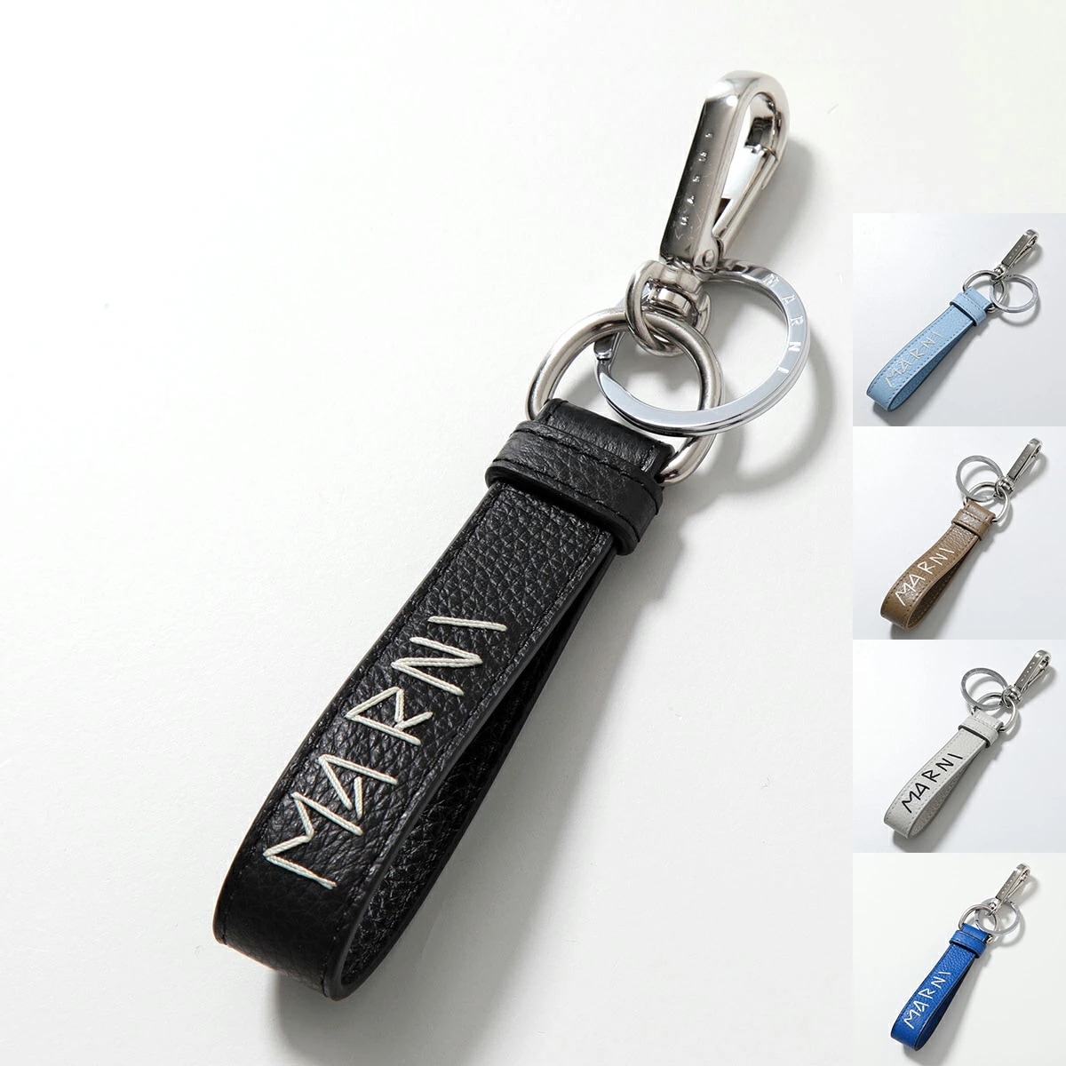 MARNI マルニ キーリング PCMO0030A0 PCMI0018A2 P6533 メンズ レザー レタリングロゴ刺繍 ストラップ キーホルダー バッグチャーム カラー5色