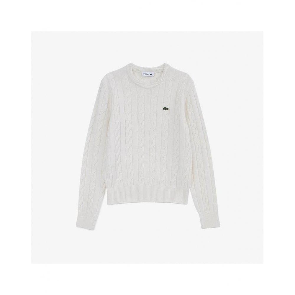ラコステ女性用ケーブルクルーネックセーター AF083E-55N XFJ