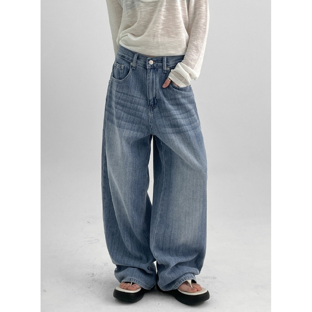 ブラックアップ コスム ストライプ ワイド サマー デニムパンツ