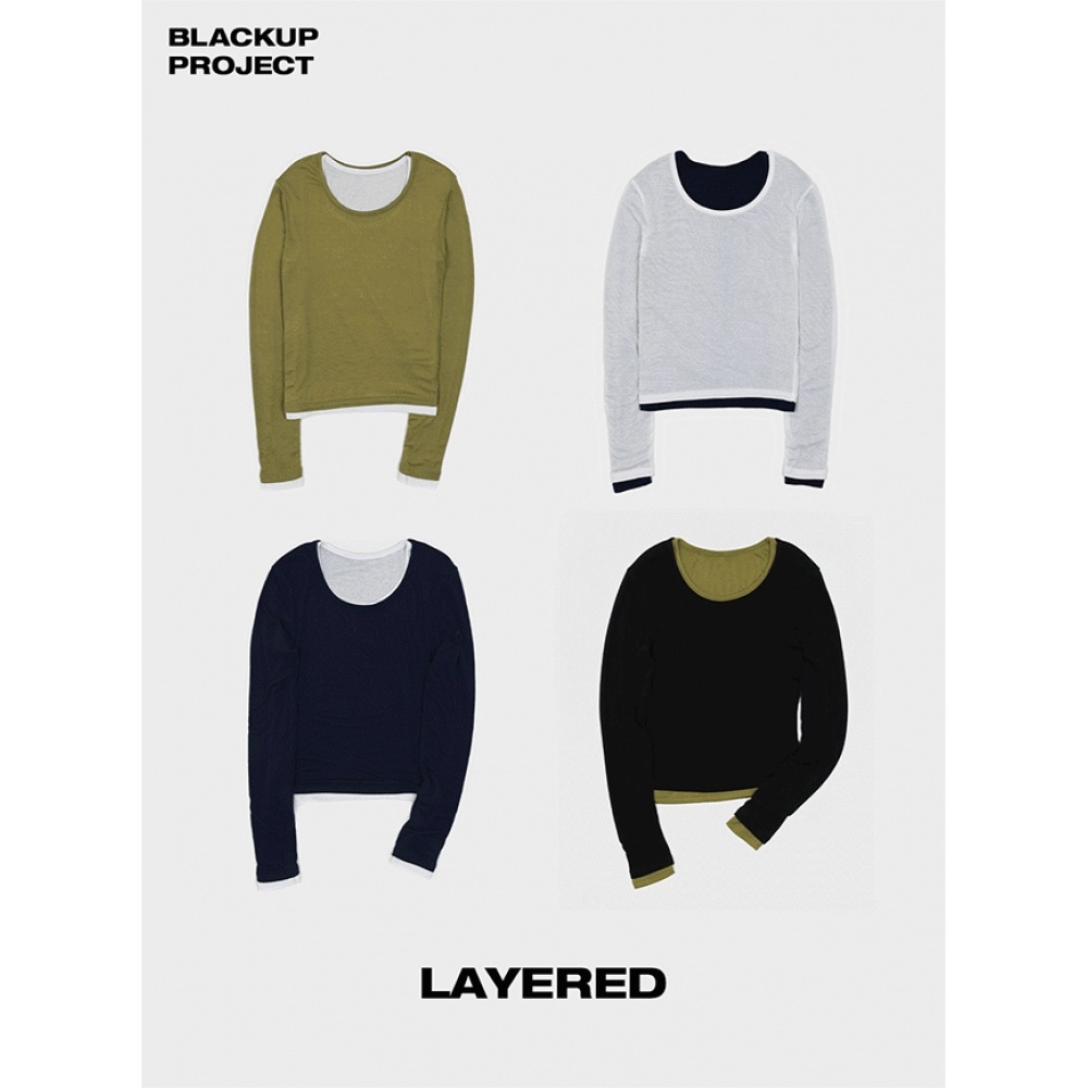 ブラックアップ [春新品] [MADE] セリオンUネックロングスリーブTシャツ