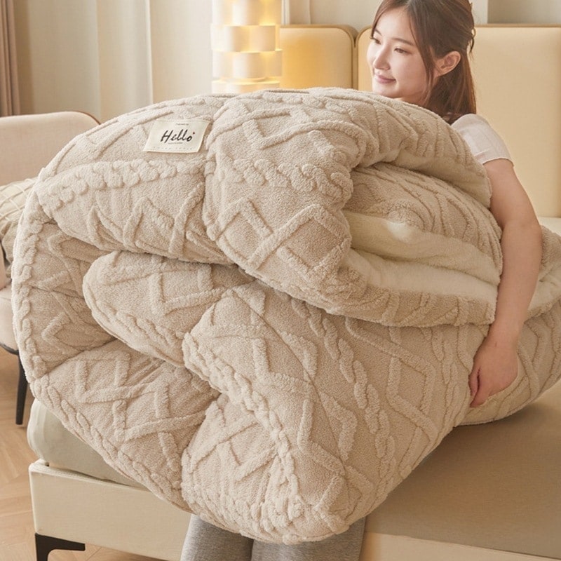 冬用ラムベルベットキルト冬用キルト増厚暖かいキルト学生寮用シングルキルトミルクベルベット冬用プラスベルベット