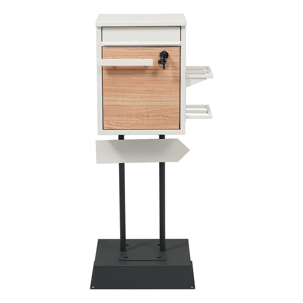 【国内即日発送】宅配ボックス 置き型 スタンド 投函口3つ ポスト一体型 複数投函 配達ボックス 鍵付き メ一ル便·A4対応 ポスト 北欧 一戸建て用 スタンドポスト メールボックス A4対応 新聞受