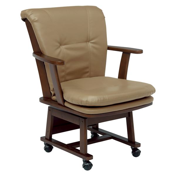 キャスター付き 回転ダイニングチェア ダークブラウン チェア 椅子 回転式 天然木 組立品