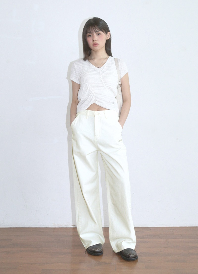 【AS"ON】 SMOG WIDE PANTS / CREAM 正規品