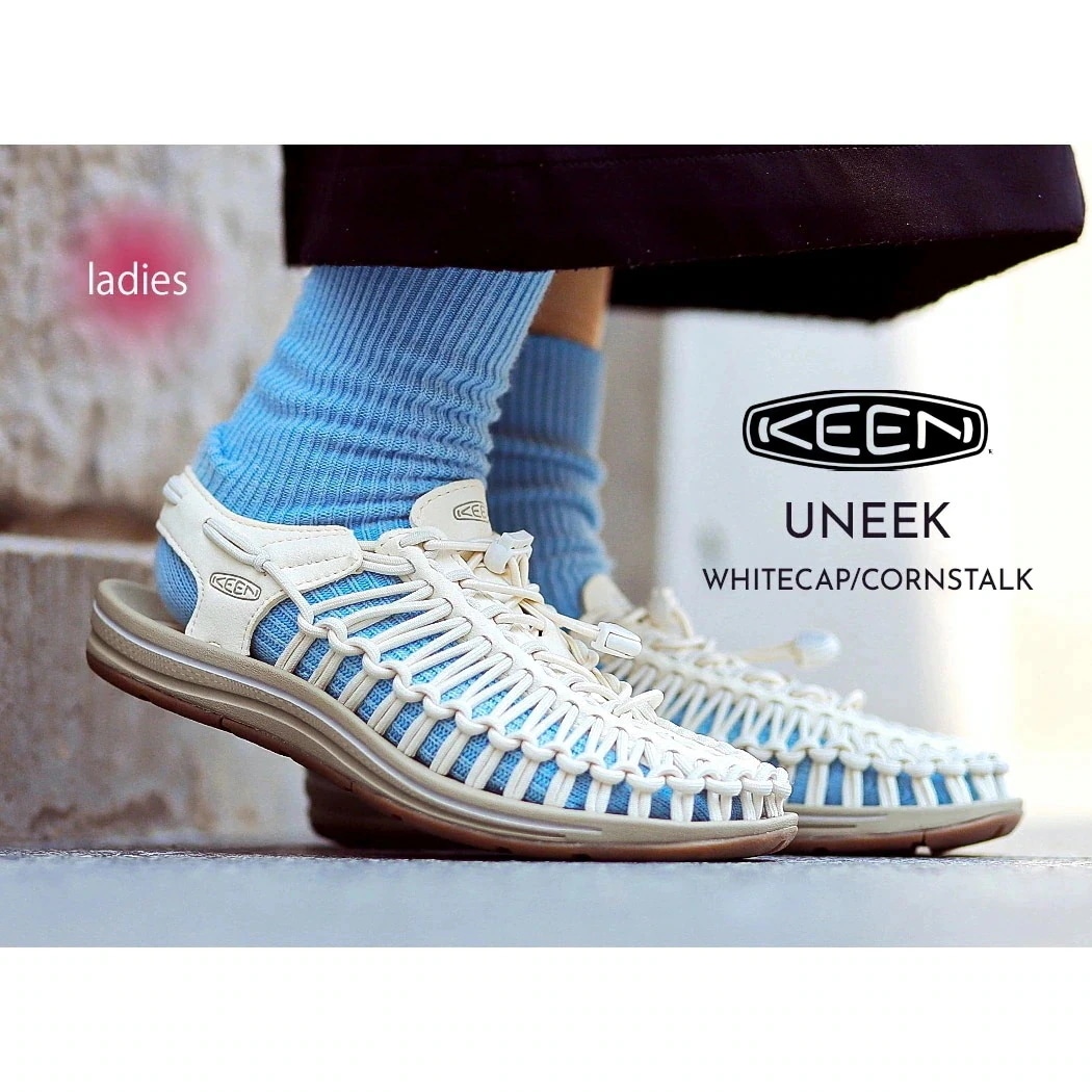 KEEN キーン ウィメンズ ユニーク シューズ サンダル スニーカー WOMEN UNEEK "WHITECAP/CORNSTALK" ( ベージュ レディース SANDAL
