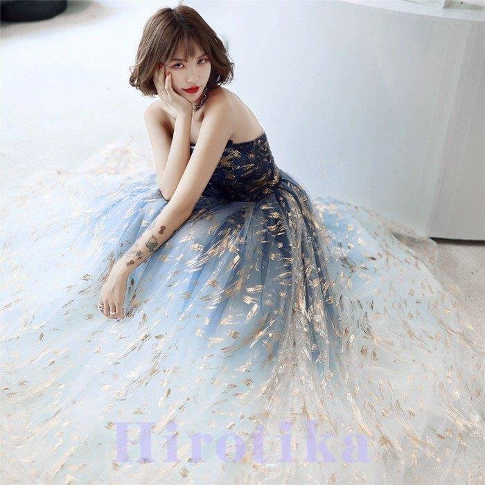 イブニングドレス 花嫁ドレス カラードレス ロングドレス 発表会 演奏会 ワンピース レディース パ