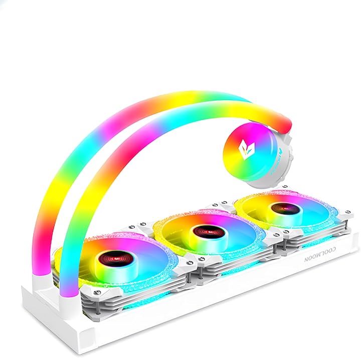 ホースLED 簡易水冷クーラー 360 mm CPUクーラー ARGB 5v 3pin LGA1700/1200/115X AMD:AM4ソケットに対応(ホワイトVer1_ダイヤ)