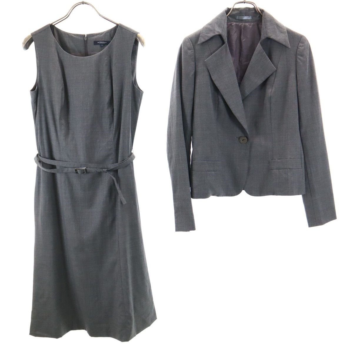 ワンピーススーツ 上下セットアップ 38 グレー レディース 古着
