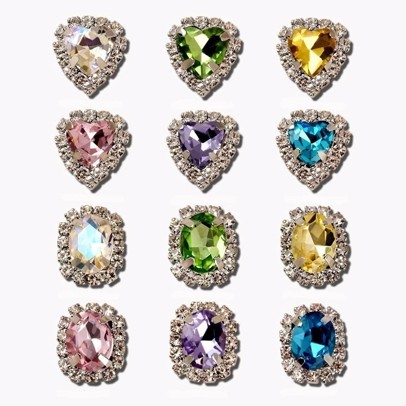 【10点セット】SL4 クリスタル ストーン 大粒 ラインストーン フレーム ネイル メタル パーツ ジェルネイル ネイルパーツ クリスタル ビジュー 多面カット