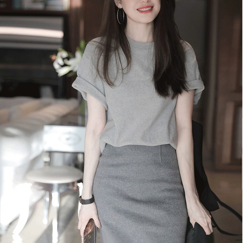 セット アップ 2023新作 タイトスカート 二点セット 気質 着痩せ ミニスカート グレー セット スカート レディース 夏