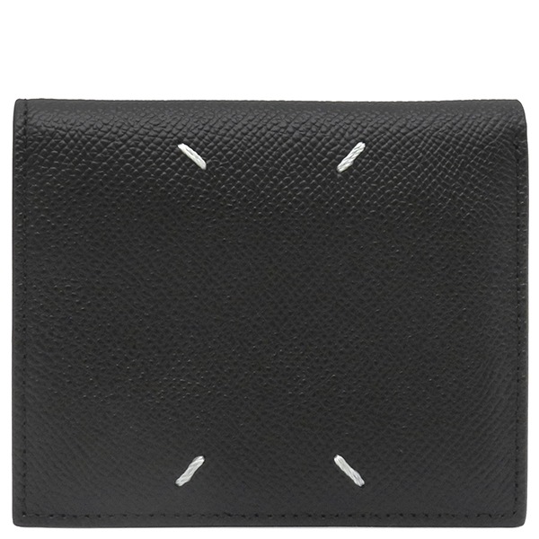 メゾン マルタン マルジェラ MAISON MARTIN MARGIELA 二つ折り財布 フリップフラップウォレット グレイニーレザー ブラック シルバー金具 黒 新品 未使用 SA1UI0020P4