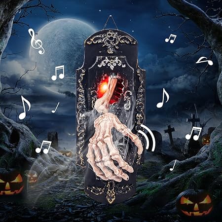 ドアベル ハロウィン飾り 玄関チャイム 呼び出しチャイム スケルトン 手 お化け屋敷 肝試し 小道具 ライト付き 音声付き 電池式 LED ホラー 怖い グッズ 装飾 発光 飾りライト 屋外 室内 電
