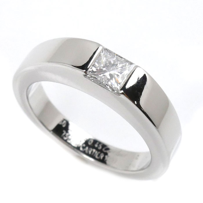 CARTIER カルティエ K18WG ホワイトゴールド タンク リング・指輪 ダイヤモンド0.45ct 9.5号 50 8.2g レディース 中古 美品