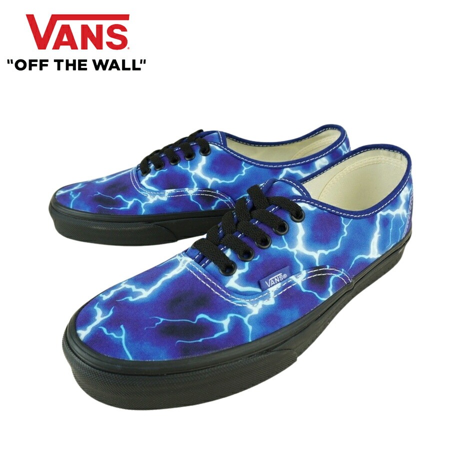 バンズ VANS ヴァンズAUTHENTIC オーセンティック(LIGHTNING)BLACK/BLUE(ライトニング)ブラックブルーメンズ シューズ スニーカー 黒