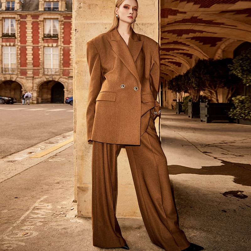 MBDTP020 オーバーフィット パッド ダブルボタン ジャケット スーツ セット