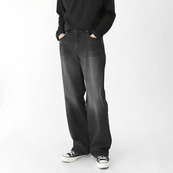 ジーンズ STOP023 1COLOR メンズ ワイドフィット ブラックジーンズ メンズファッション