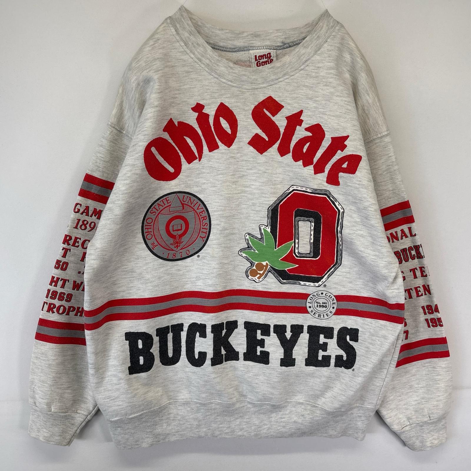 古着 90s/90年代 Long Gone USA製 スウェット カレッジ オハイオステイト ohaio state NFL チーム バックプリント XL グレー系 メンズ
