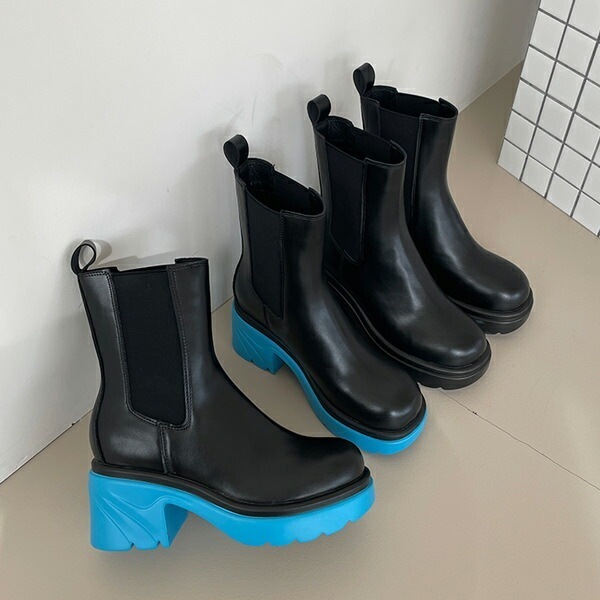 ショートブーツ ワークブーツ サイドゴア オブリークトゥ