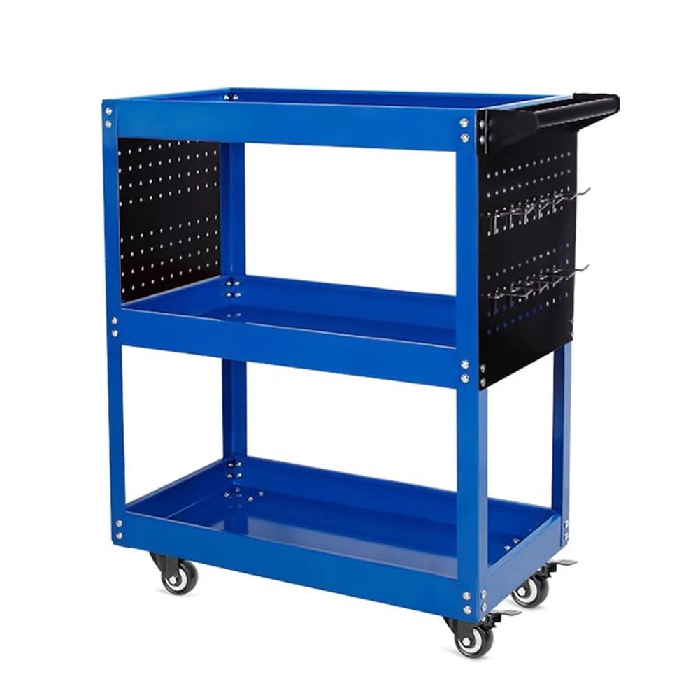 ツールワゴン ツールカート キャスター付 3段 耐荷重160KG ハンドル付 フック付き レッド 360度回転 移動 DIY ガレージ 工具ワゴン 工具カート 工具台車 工具収納 業務用