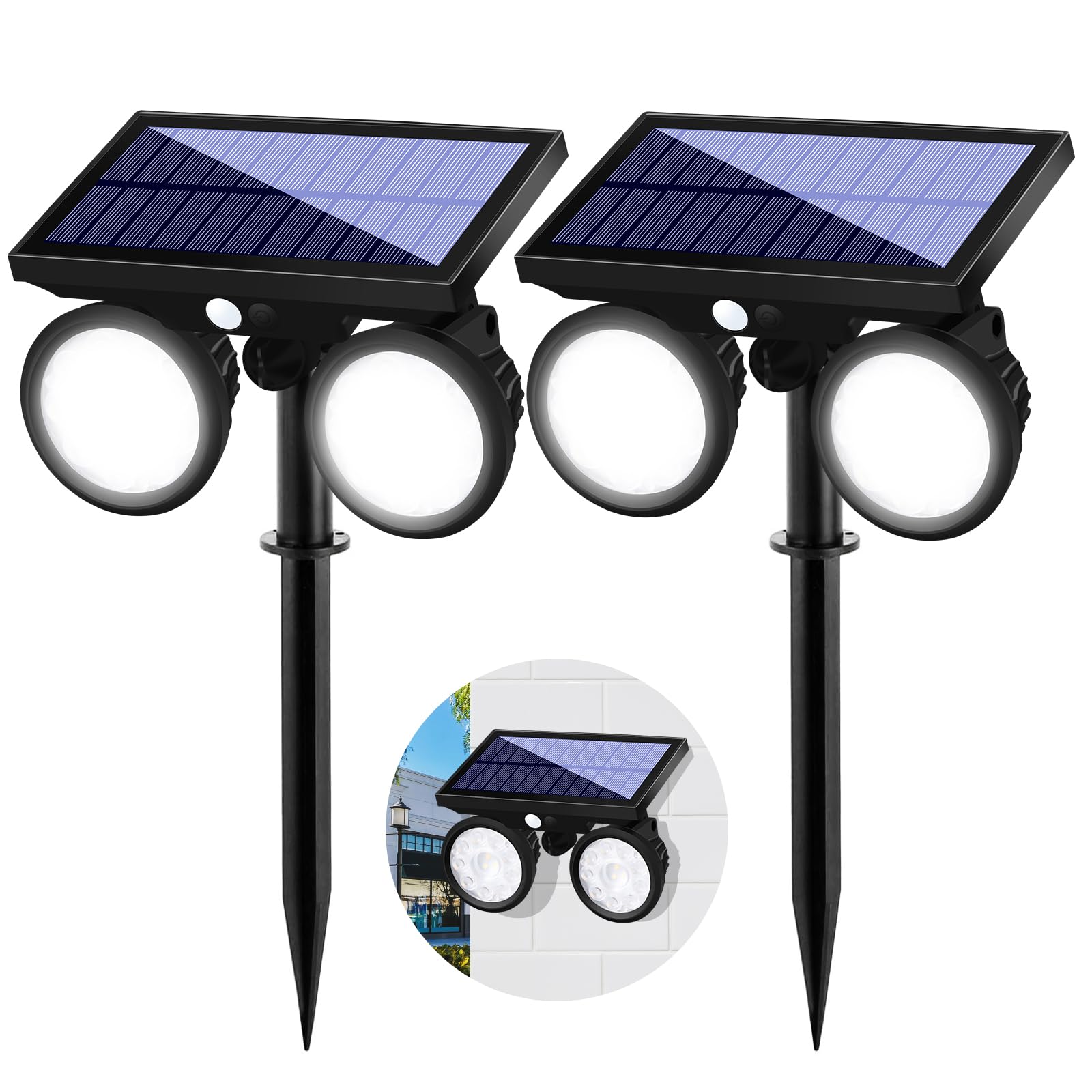 ソーラーライト 屋外 防水, 人感センサーライト. 超高輝度LED(昼白色)ライト搭載 ガーデンライト, ソーラー充電 スポットライト, 地面挿入/壁掛け式 モーションセンサー パ 78788