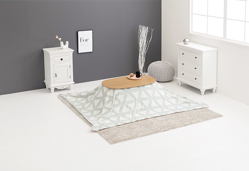 こたつセット こたつ うす掛布団 2点セット ナチュラル/グレー（三角） 90x50cm 木目調 楕円 北欧柄 折れ脚テーブル オールシーズン コタツ テーブル 18,936円